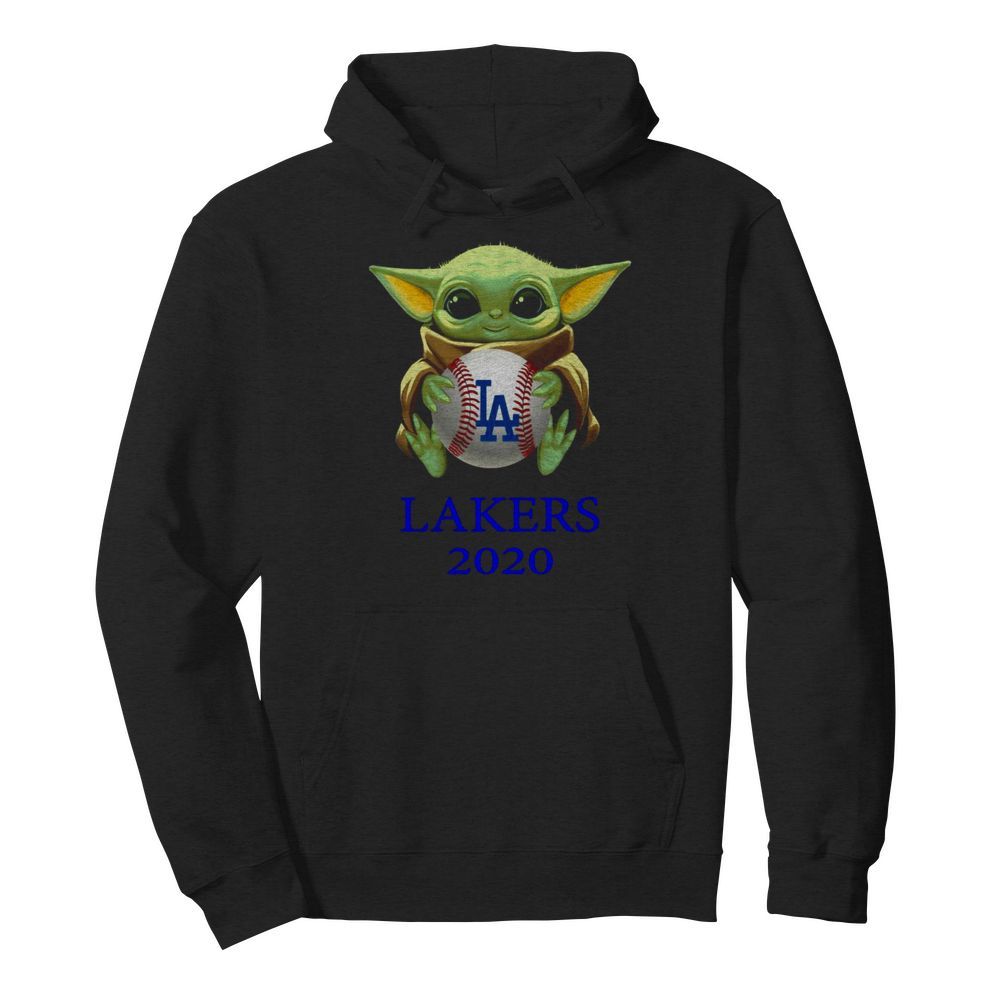 Baby Yoda hug Los Angeles Lakers 2020 t Unisex Hoodie