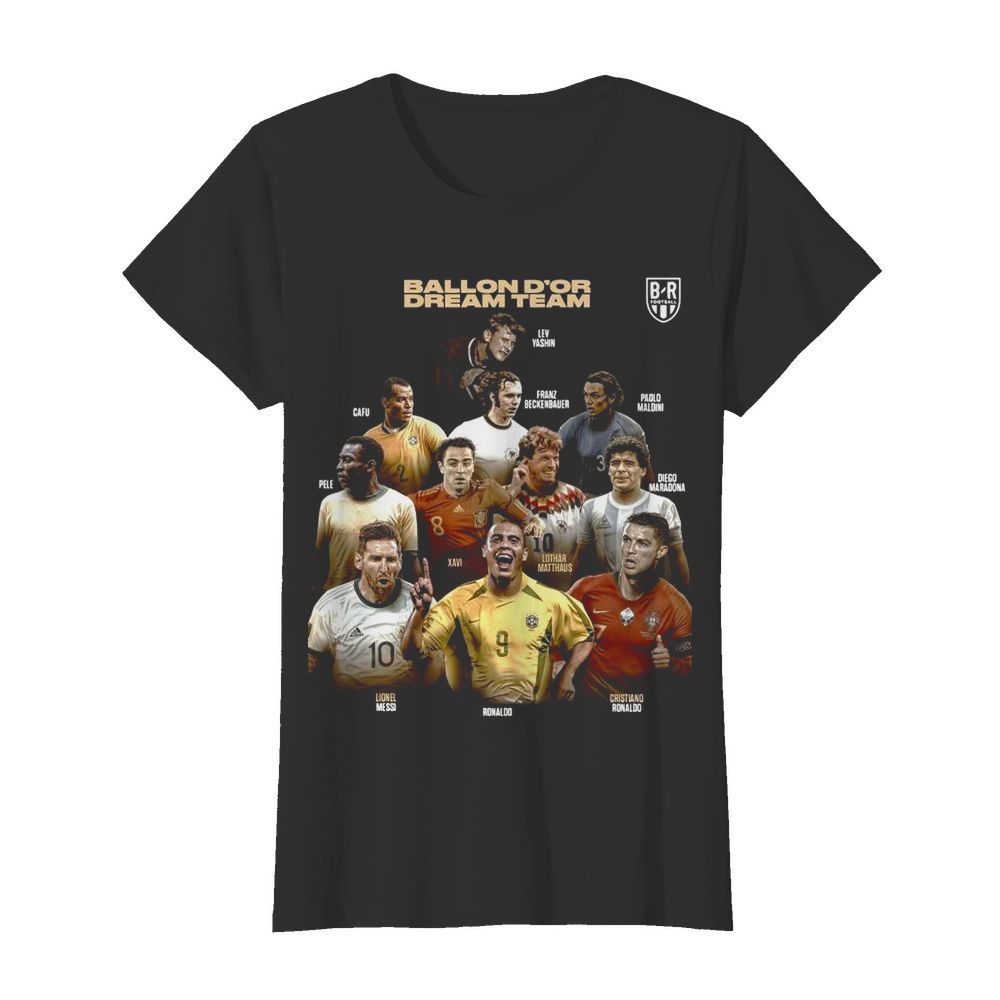 Ballon Dor Dream Team Cafu Xavi Lionel Messi Ronaldo  Classic Women's T-shirt