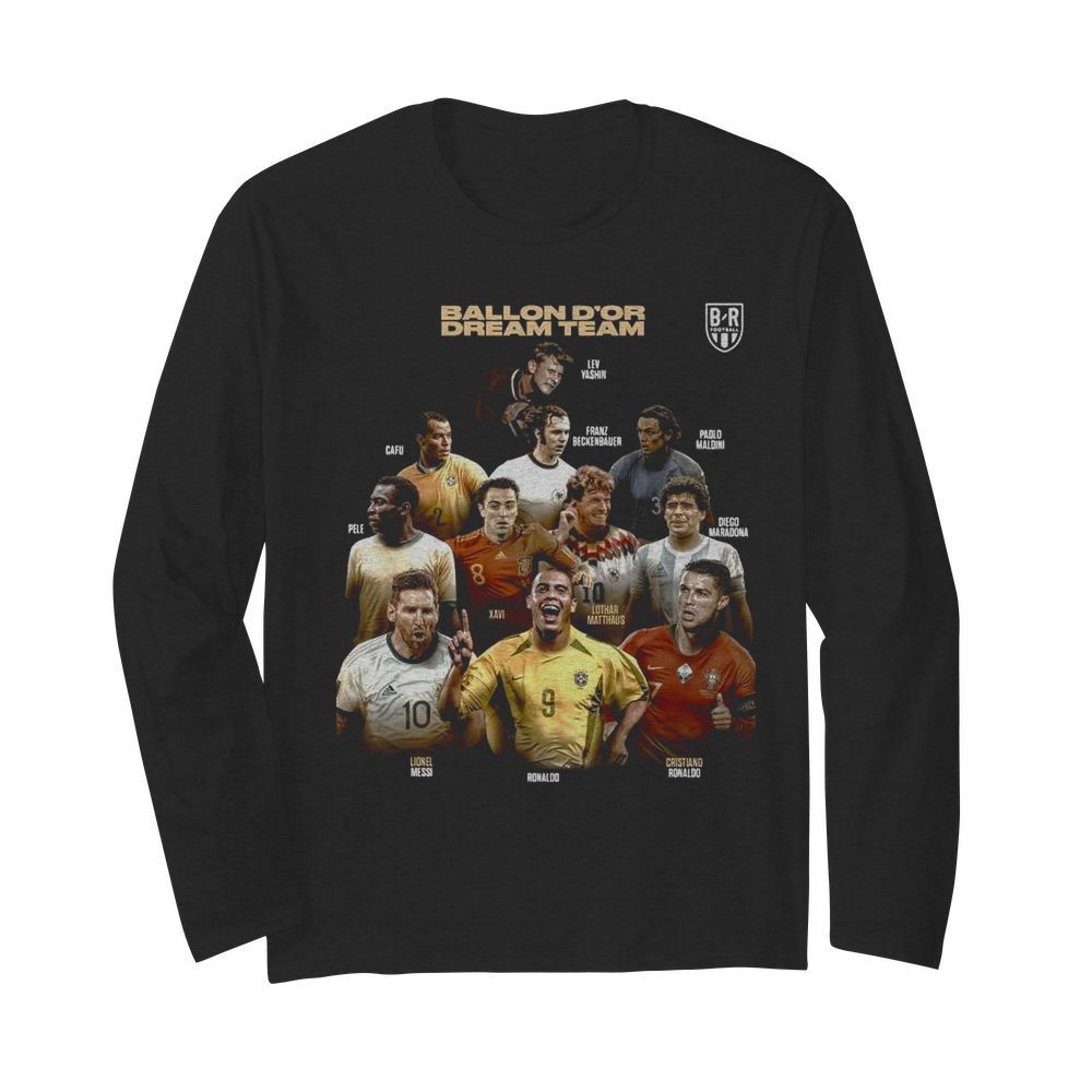 Ballon Dor Dream Team Cafu Xavi Lionel Messi Ronaldo  Long Sleeved T-shirt 