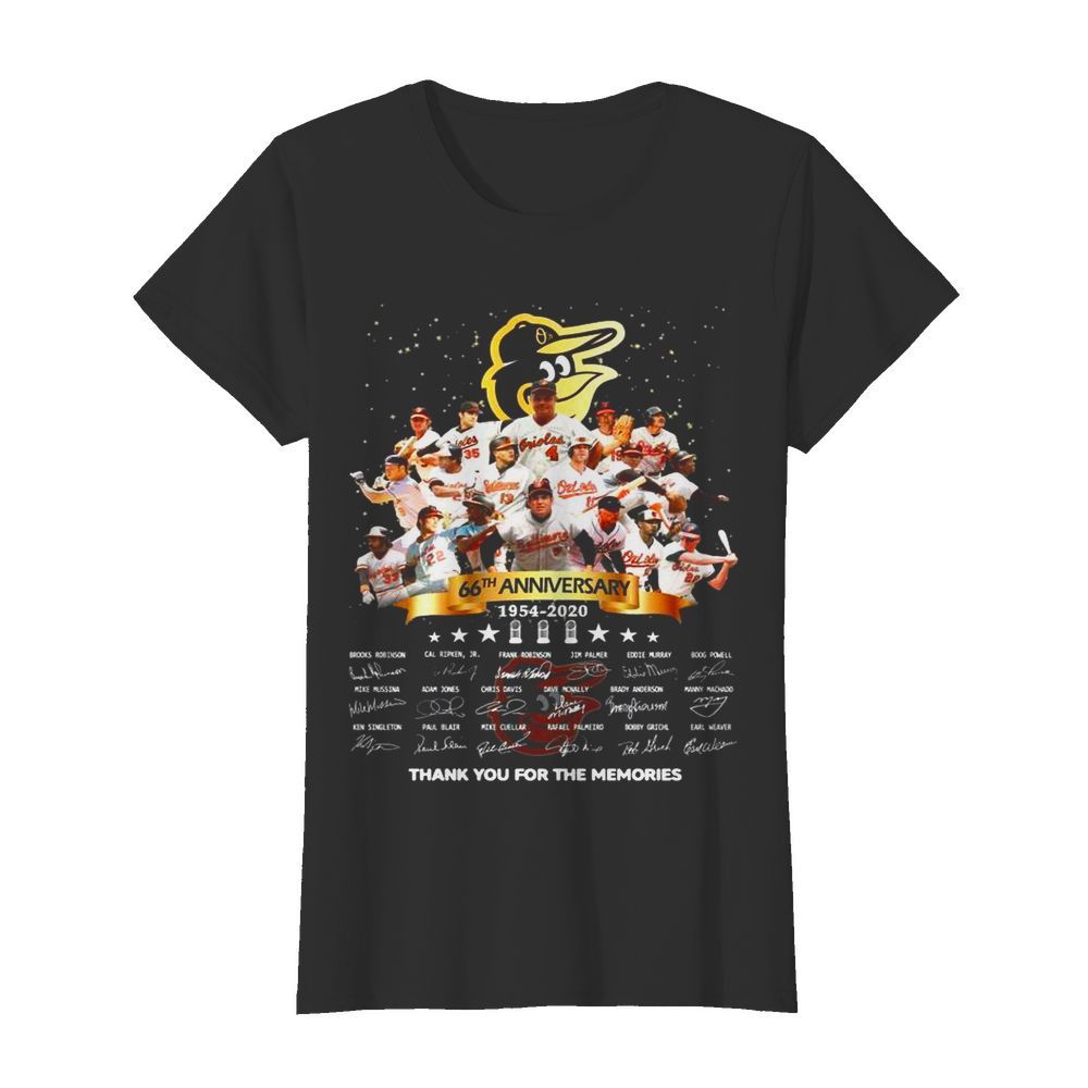 Baltimore Orioles 66th Anniversary 1954 2020 Thank You For The Memories Signatures  Classic Women's T-shirt