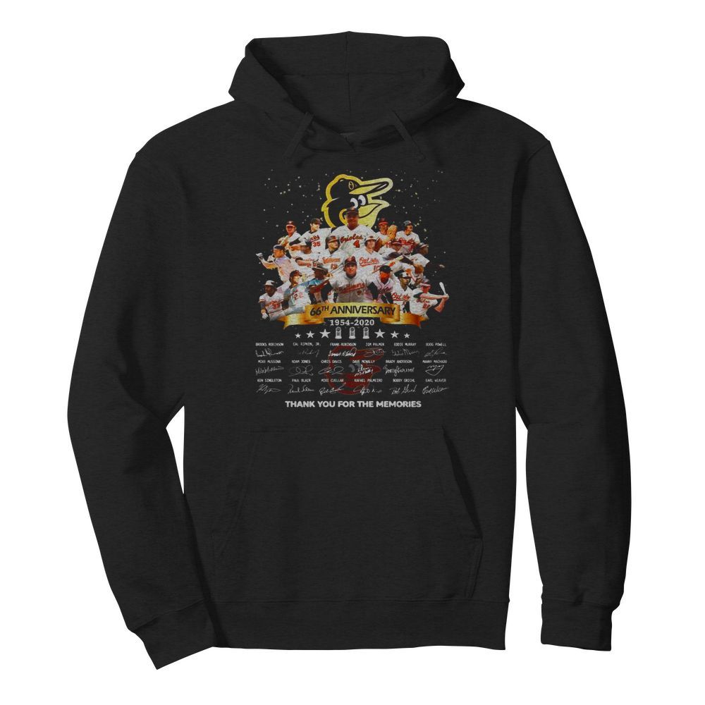 Baltimore Orioles 66th Anniversary 1954 2020 Thank You For The Memories Signatures  Unisex Hoodie