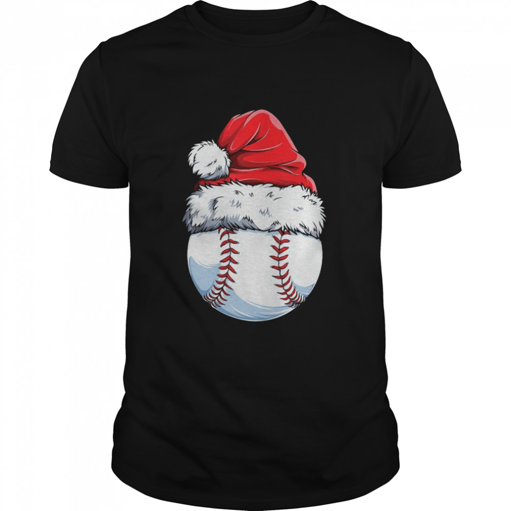 Baseball Santa hat Christmas shirt