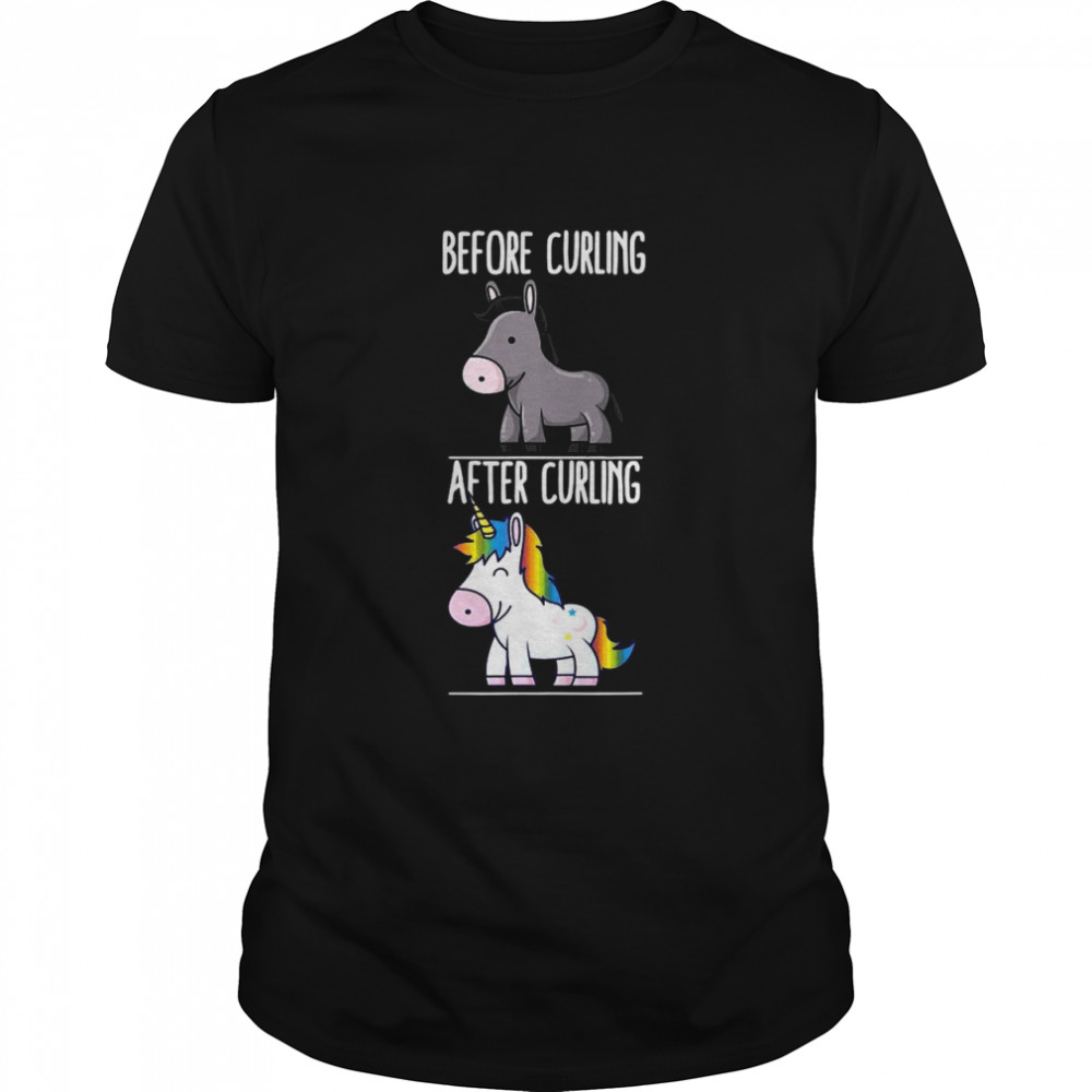 Before After Curling Unicorn shirt