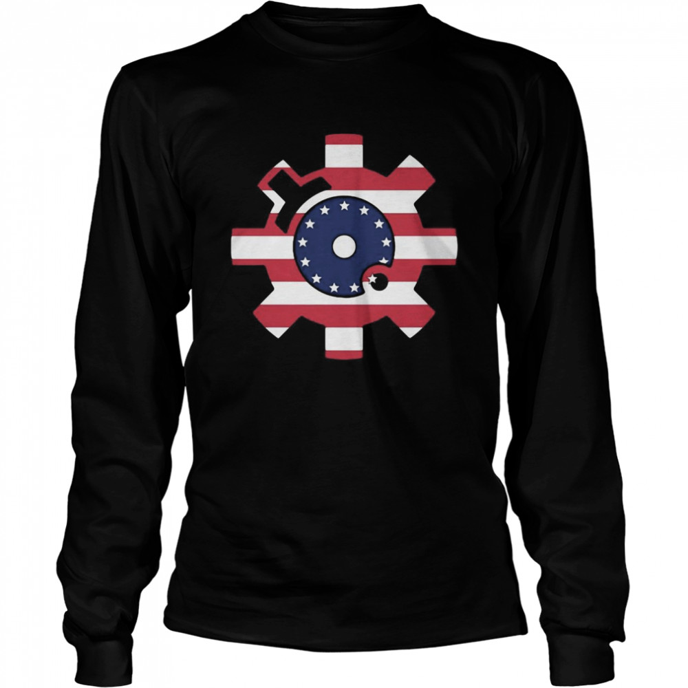 Betsy Ross Flag Bolt Face American Flag  Long Sleeved T-shirt