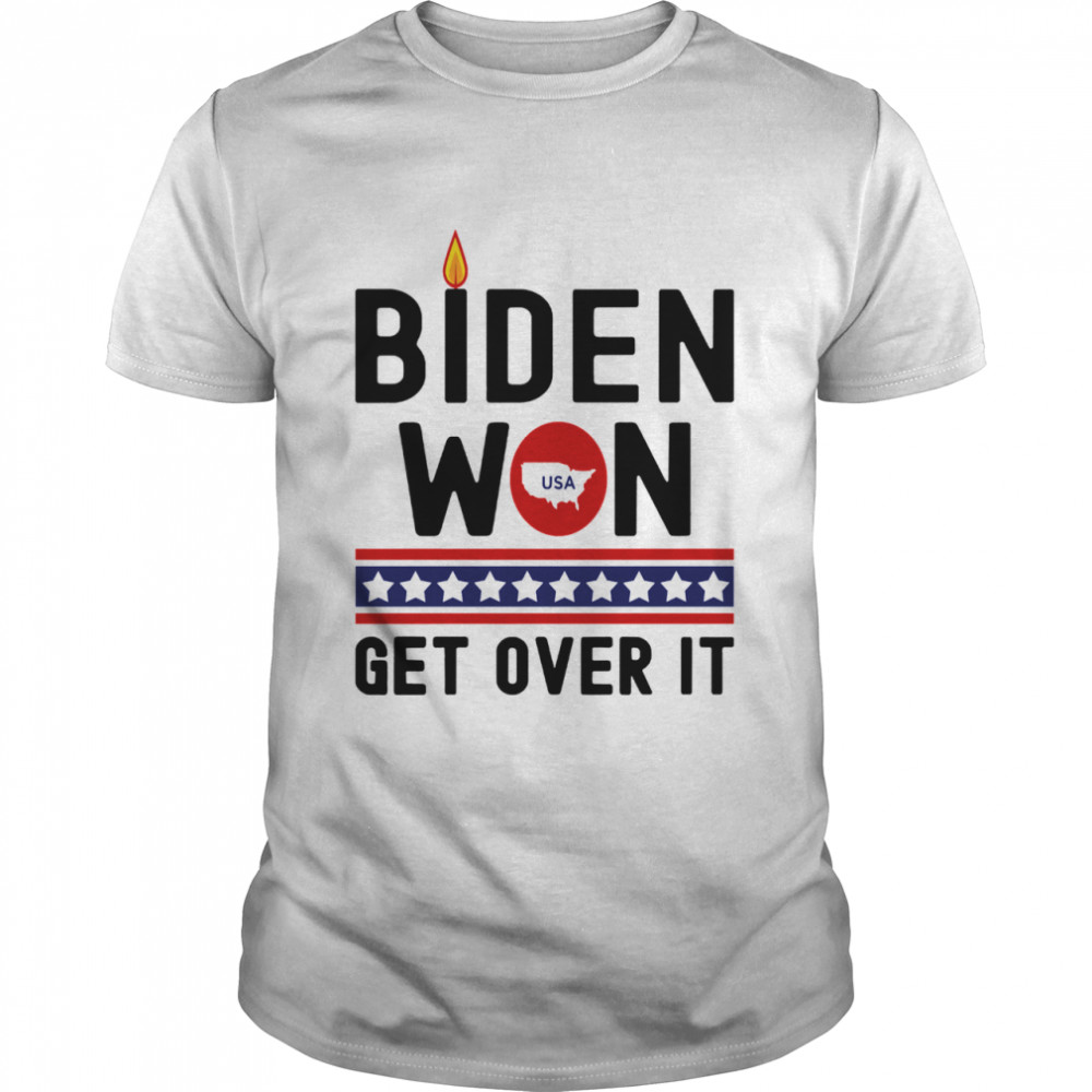 Biden Won Get Over It Map Usa Fire Stars Election shirt