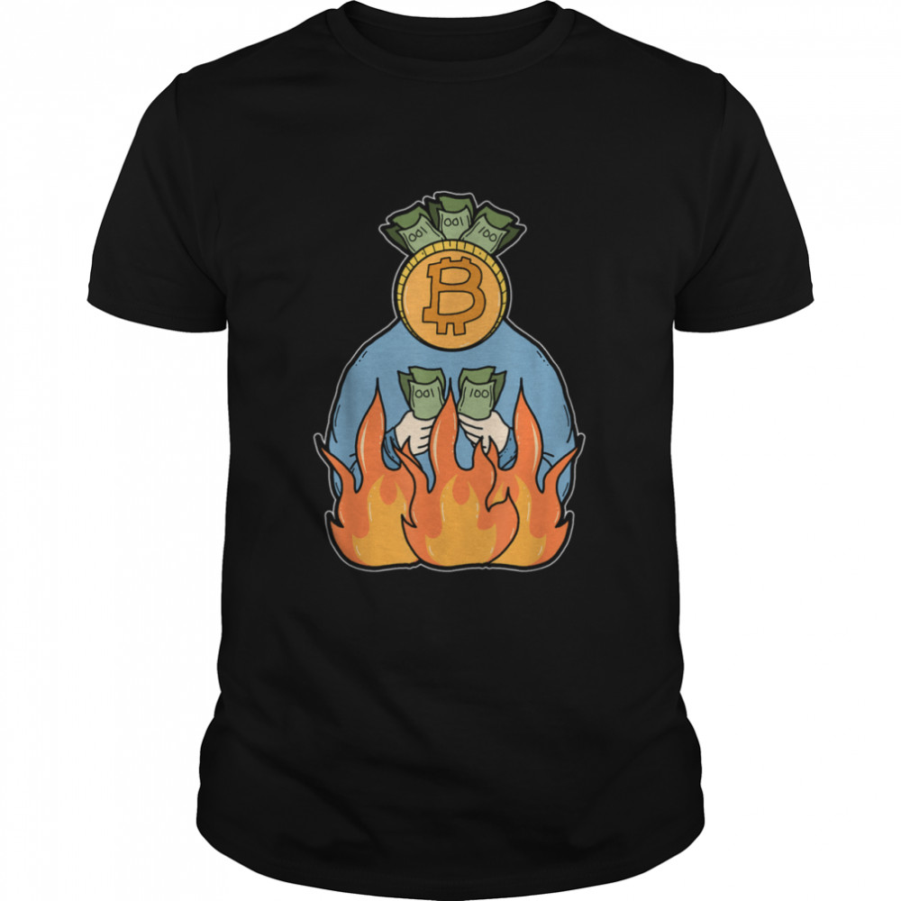 Bitcoin burns money BTC Moon  Classic Men's T-shirt