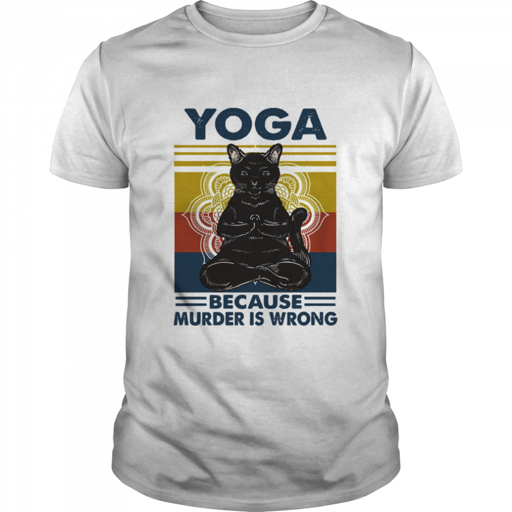 Black Cat Yoga Because Murder Is Wrong Vintage  Classic Men's T-shirt