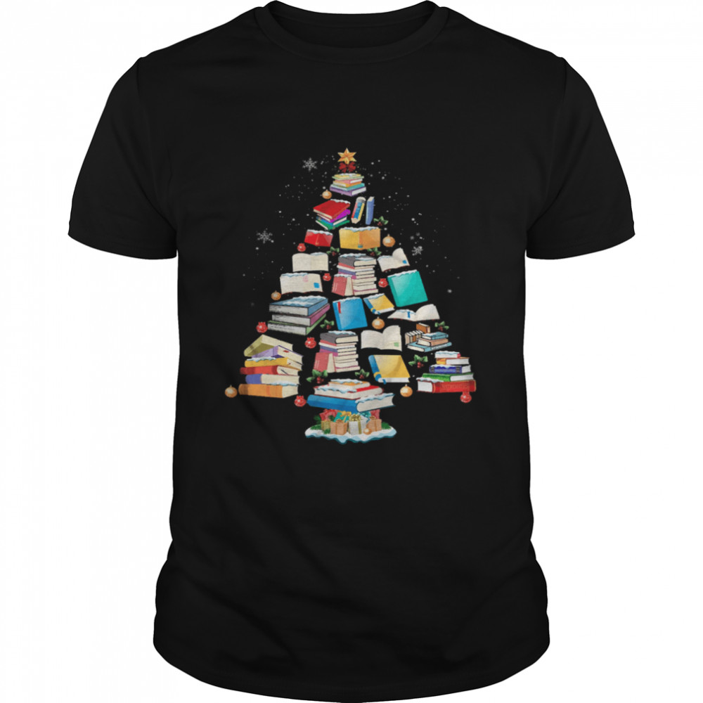 Books christmas tree shirt