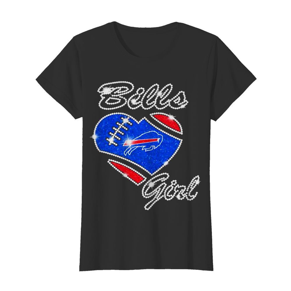 Buffalo Bills Girls Heart Diamond  Classic Women's T-shirt