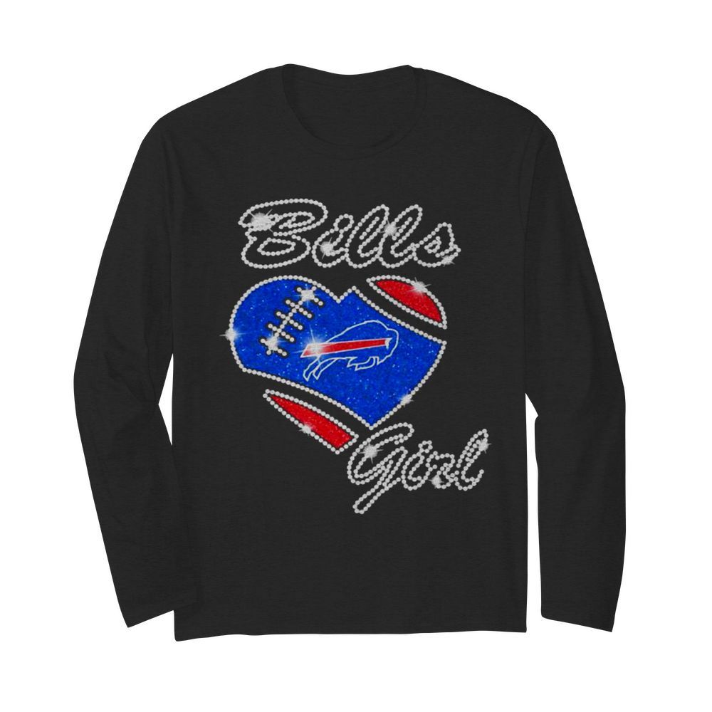 Buffalo Bills Girls Heart Diamond  Long Sleeved T-shirt 