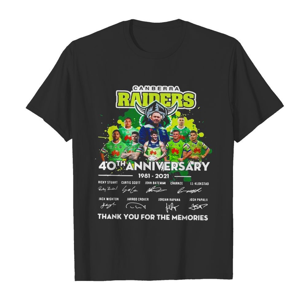 Canberra Raiders 40th Anniversary 1981 2021 Thank You For The Memories Signature shirt