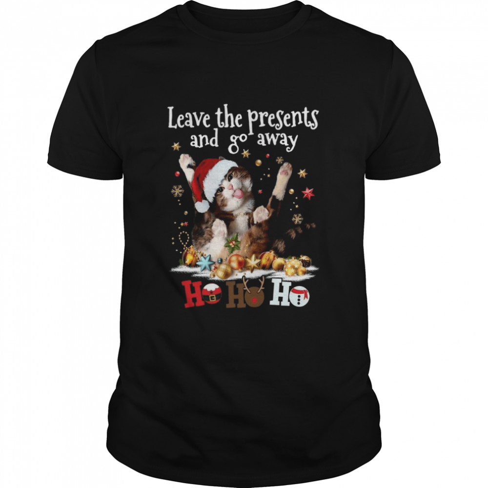 Cat Cool Leave The Presents And Go Away Ho Ho Ho  Classic Men's T-shirt