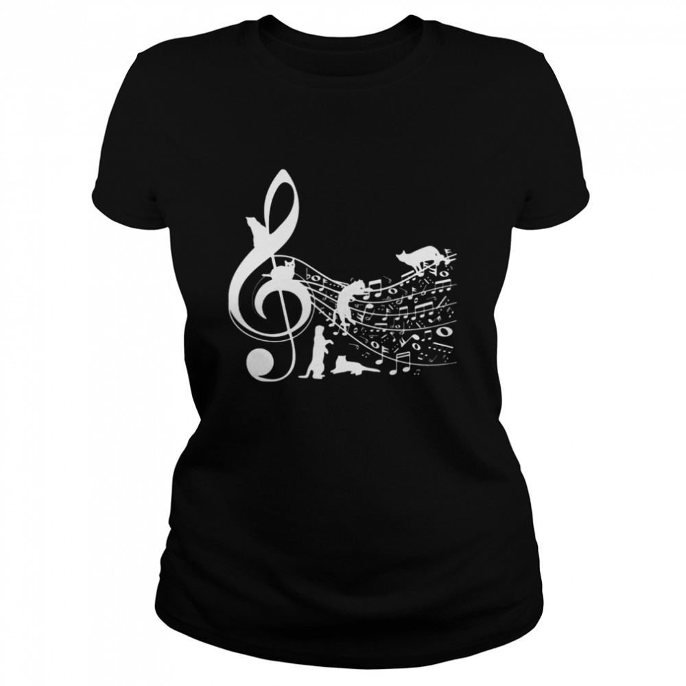 Cat and note music  Classic Women's T-shirt