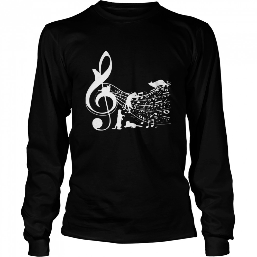 Cat and note music  Long Sleeved T-shirt