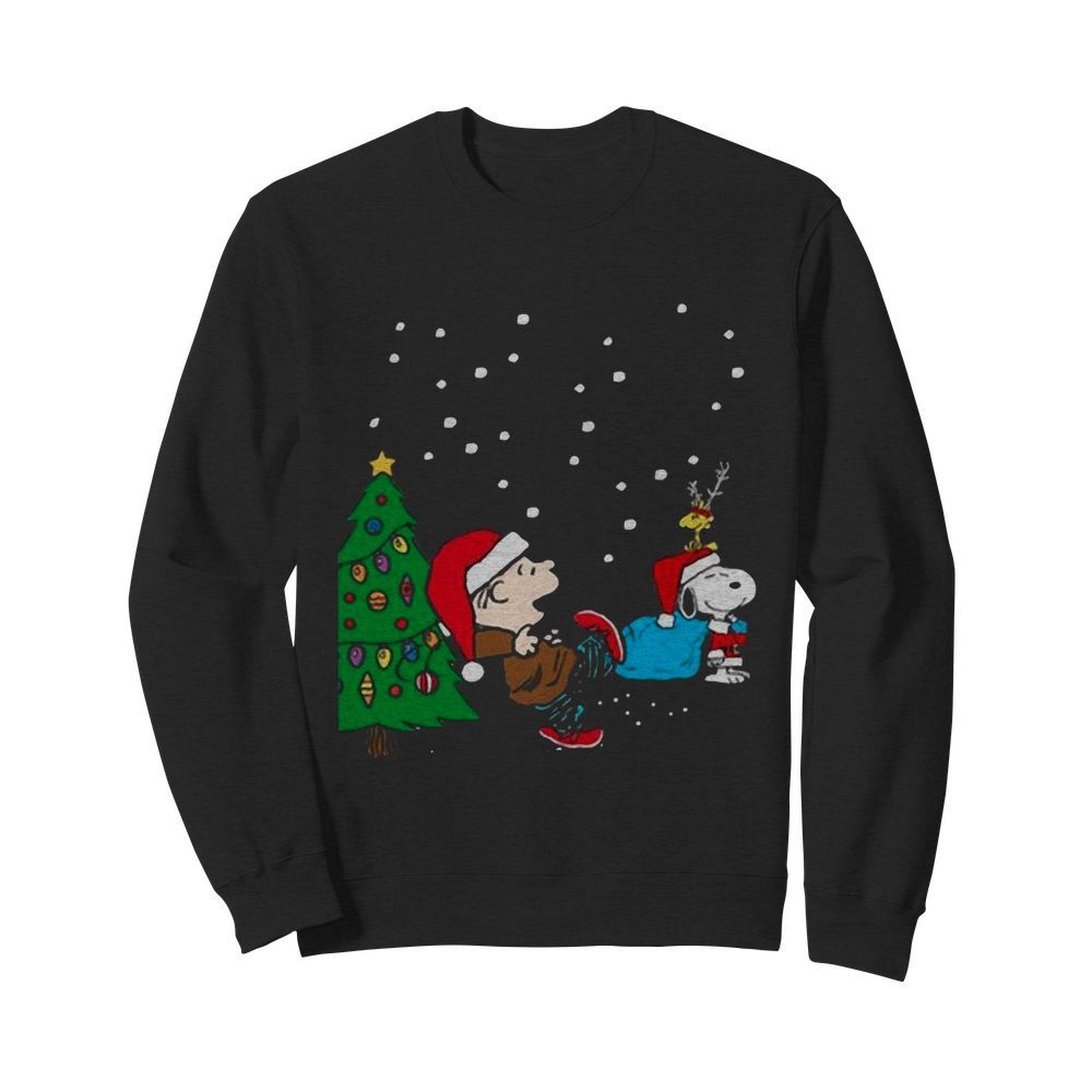 Charlie Brown And Snoopy And Woodstock Merry Christmas Tree  Unisex Sweatshirt