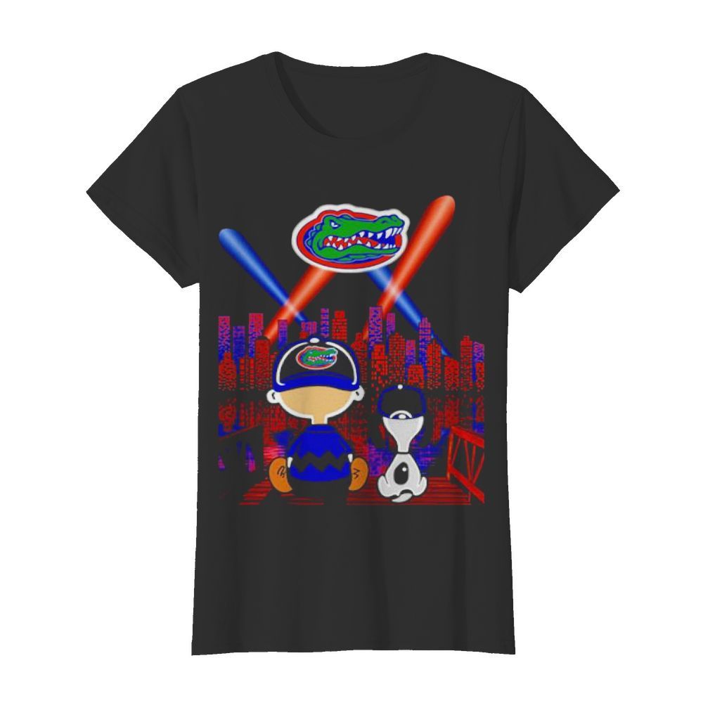 Charlie Brown And Snoopy Florida Gators City By Night  Classic Women's T-shirt