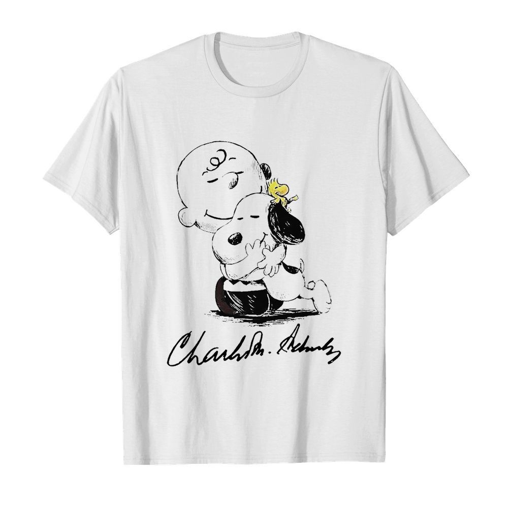 Charlie Brown hug Snoopy and Woodstock signature shirt