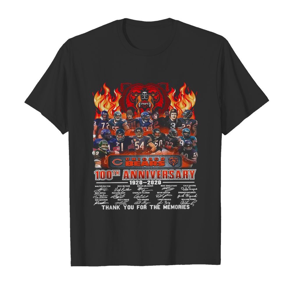 Chicago Bears 100th Anniversary 1920 2020 Thank You For The Memories Signatures shirt