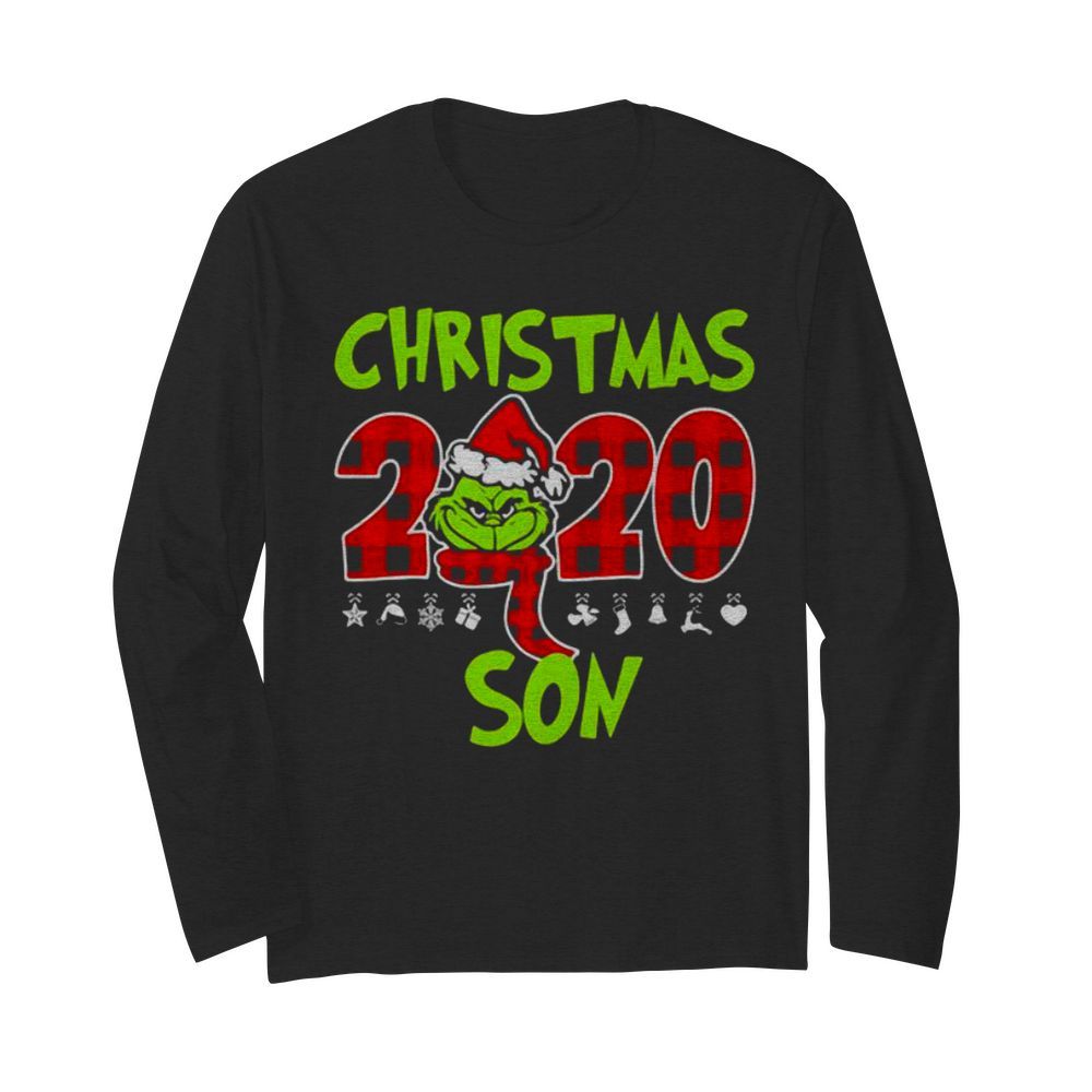 Christmas 2020 Son Grinch Hat Santa Claus Merry Xmas  Long Sleeved T-shirt 