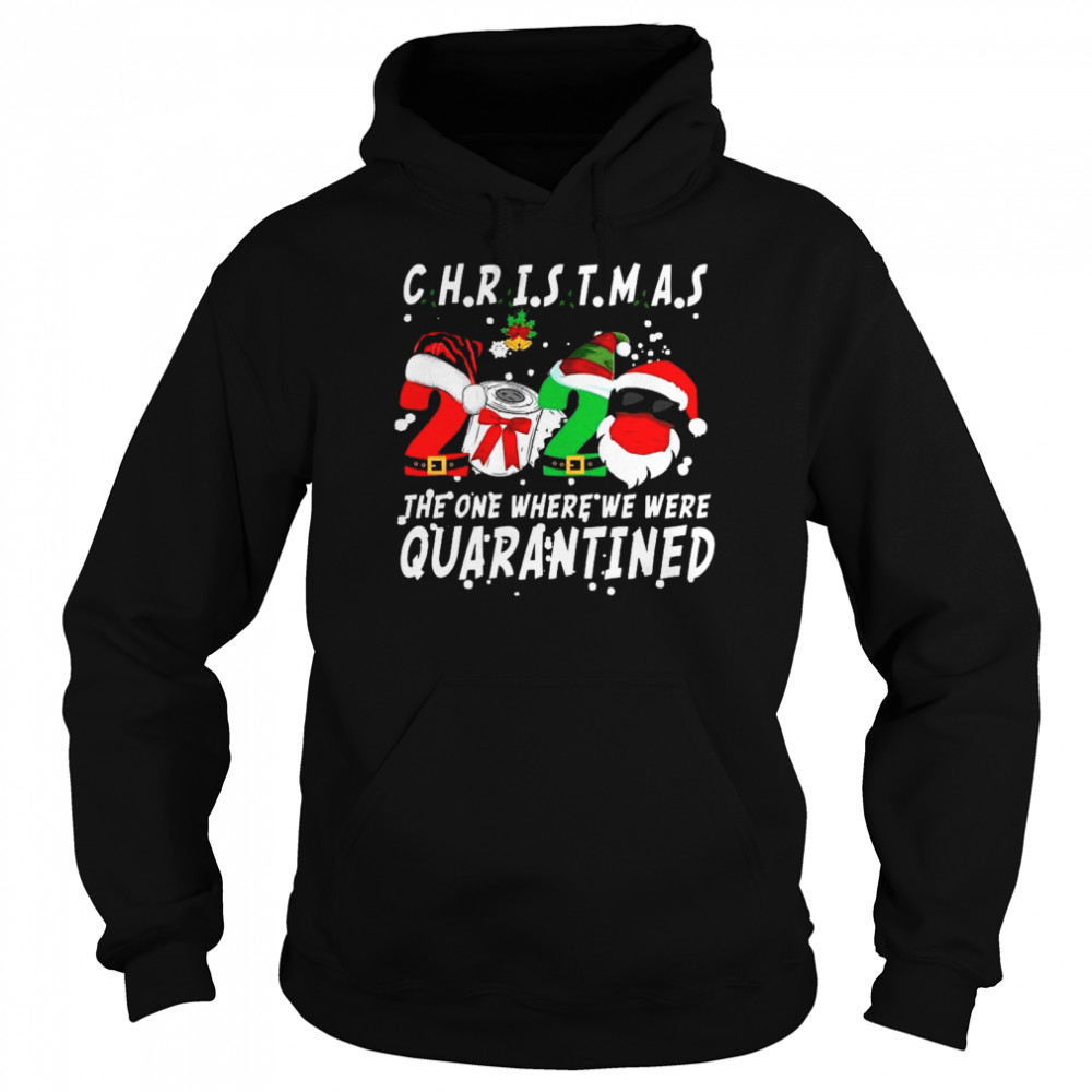 Christmas 2020 The One Where We Were Quarantined Santa Mask  Unisex Hoodie