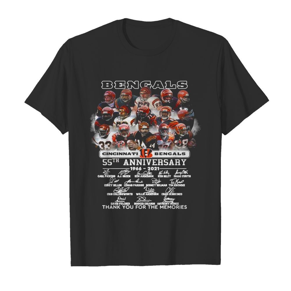 Cincinnati Bengals 55th Anniversary 1966 2021 Thank You For The Memories Signatures shirt