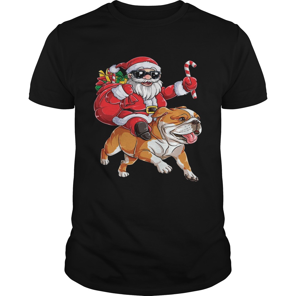 Claus Riding Bulldog Merry Christmas shirt