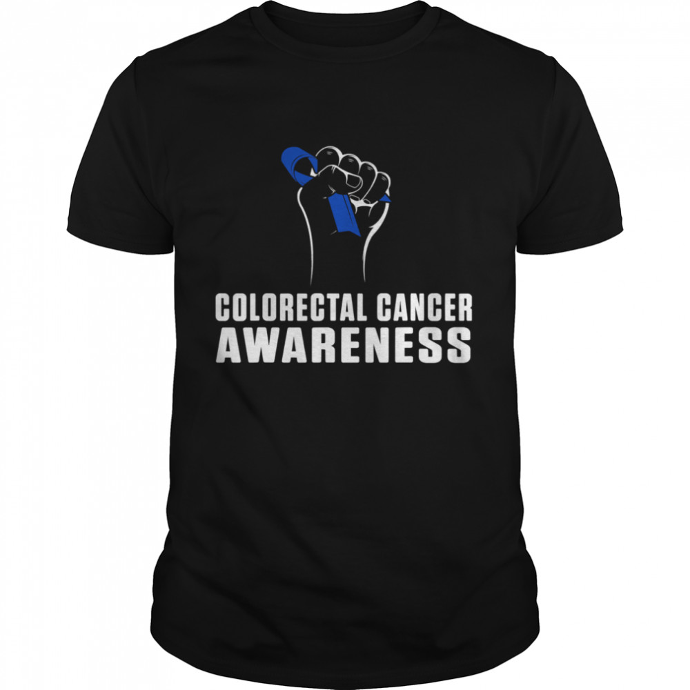 Colorectal Cancer Survivor Awereness Hand Blue Ribbon shirt