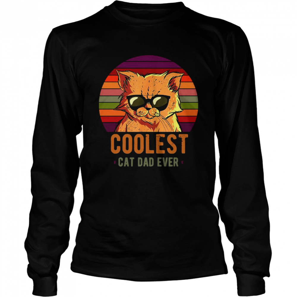 Coolest Cat Dad Ever Vintage Retro  Long Sleeved T-shirt