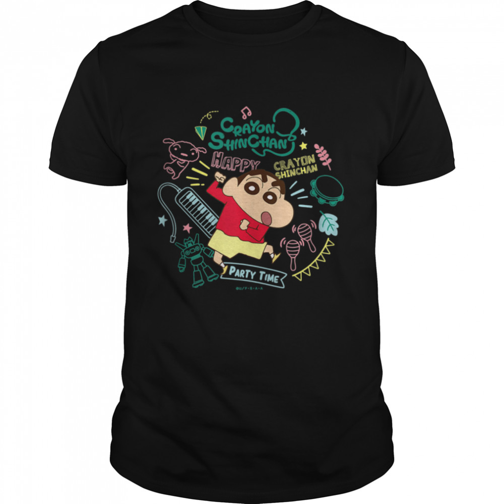 Crayon Shinchan Shinchan and musical instrument party time shirt