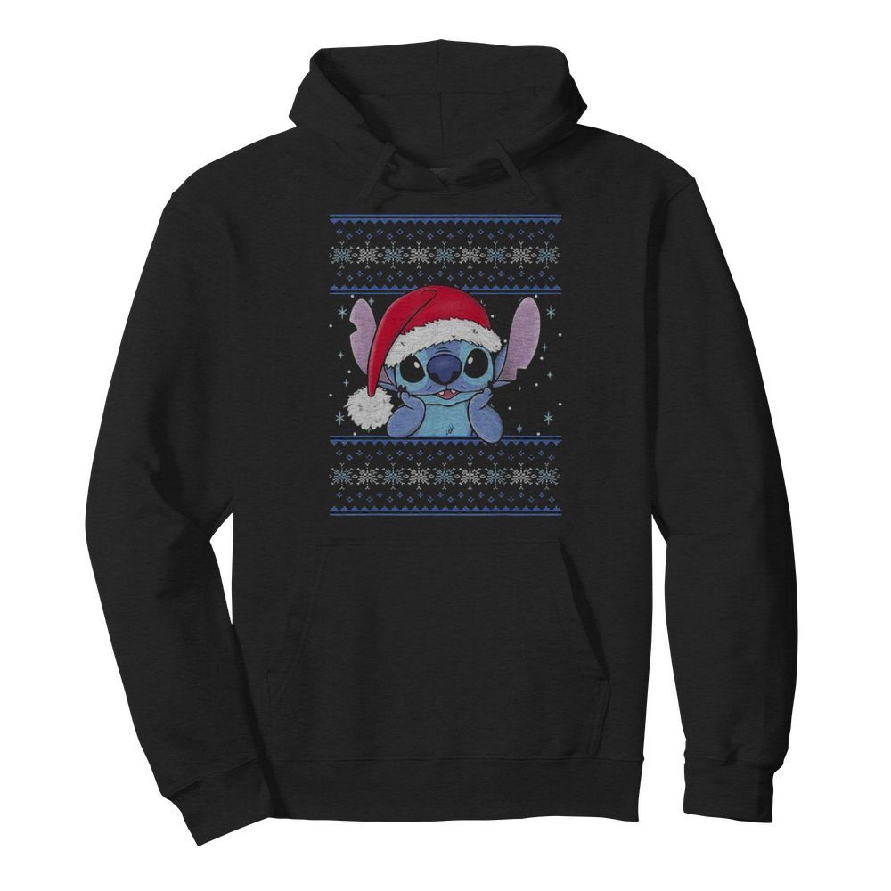 Cute Stitch Wear Hat Santa Clause Xmas  Unisex Hoodie