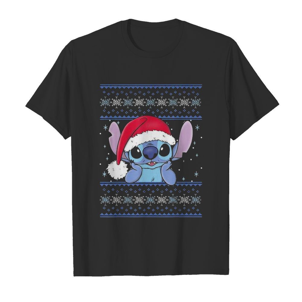 Cute Stitch Wear Hat Santa Clause Xmas  Classic Men's T-shirt