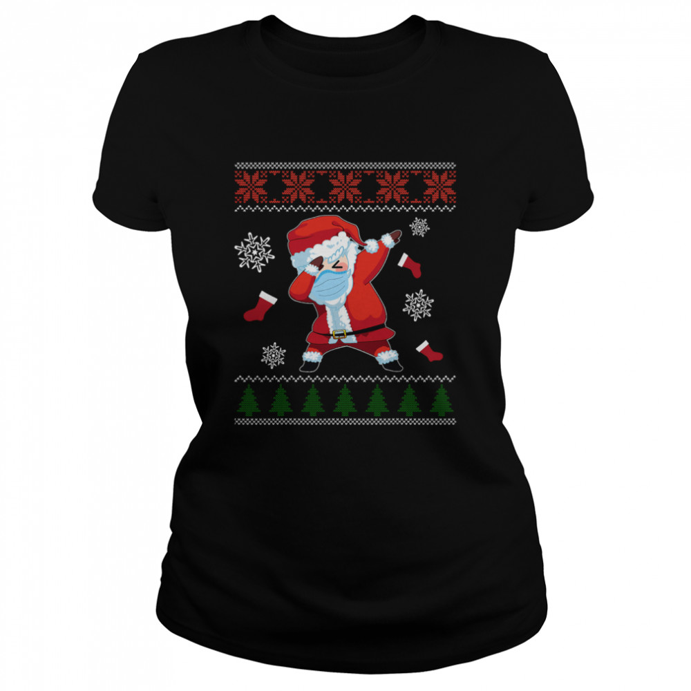 Dabbing Santa Claus Wear Mask Family Matching Christmas  Classic Women's T-shirt