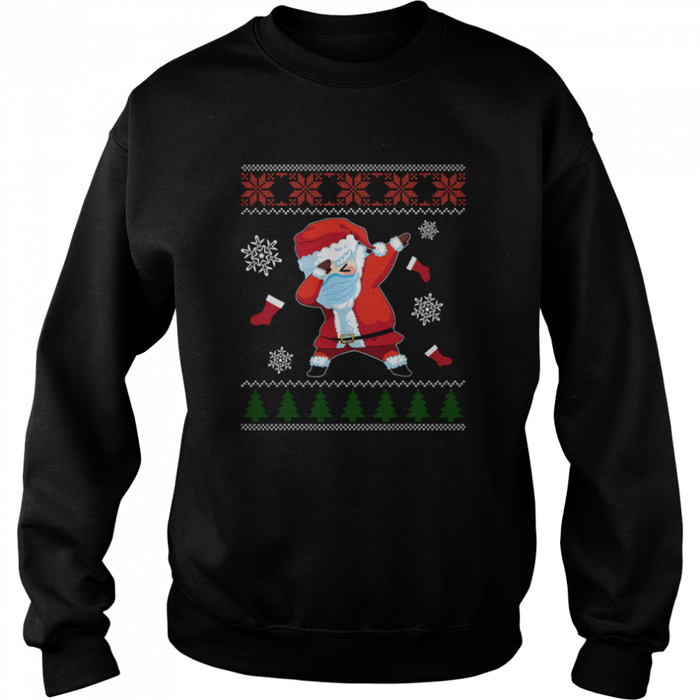 Dabbing Santa Claus Wear Mask Family Matching Christmas  Unisex Sweatshirt