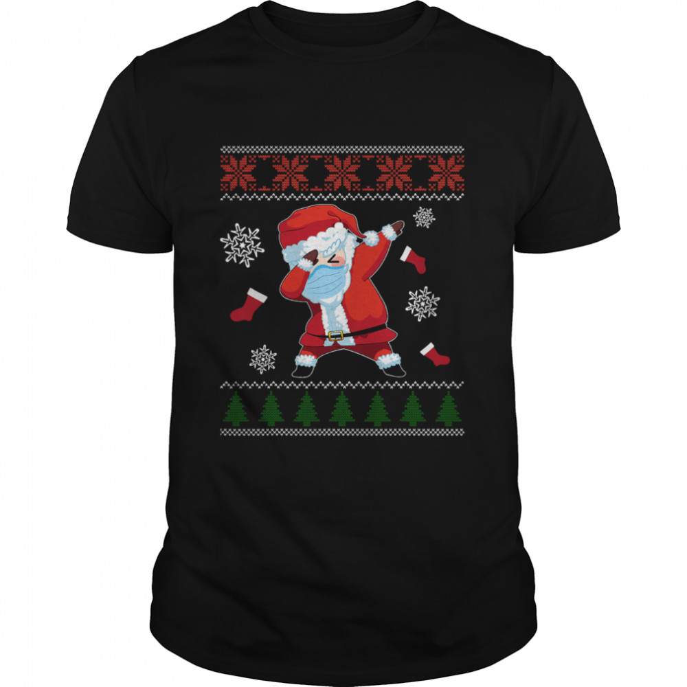 Dabbing Santa Claus Wear Mask Family Matching Christmas  Classic Men's T-shirt