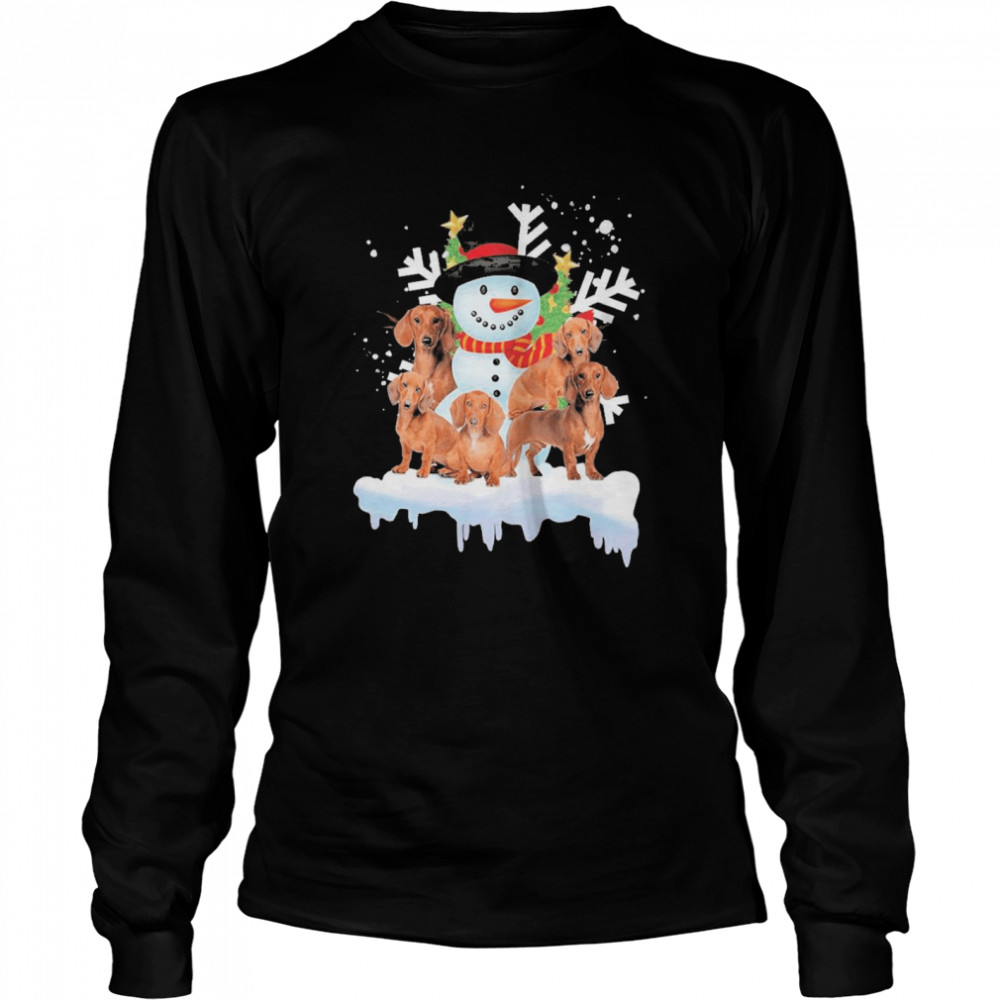 Dachshund snowman merry christmas  Long Sleeved T-shirt