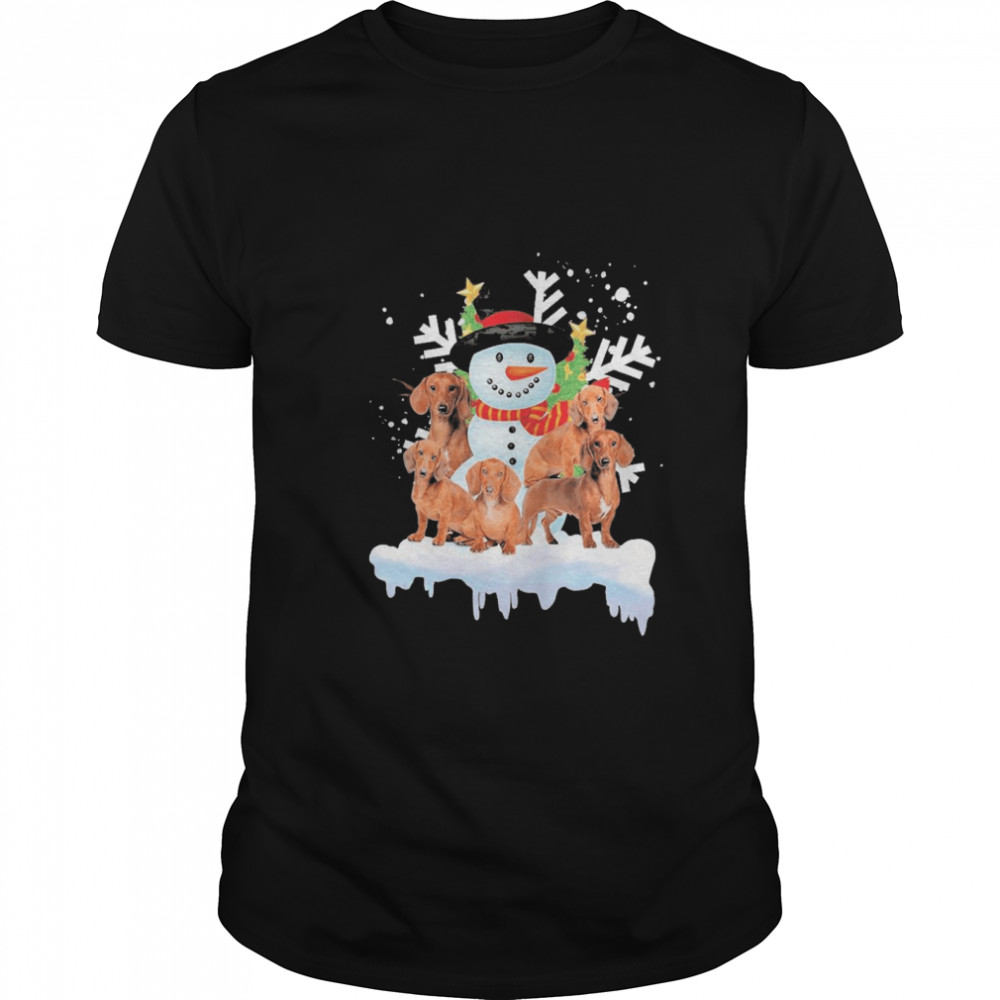 Dachshund snowman merry christmas shirt