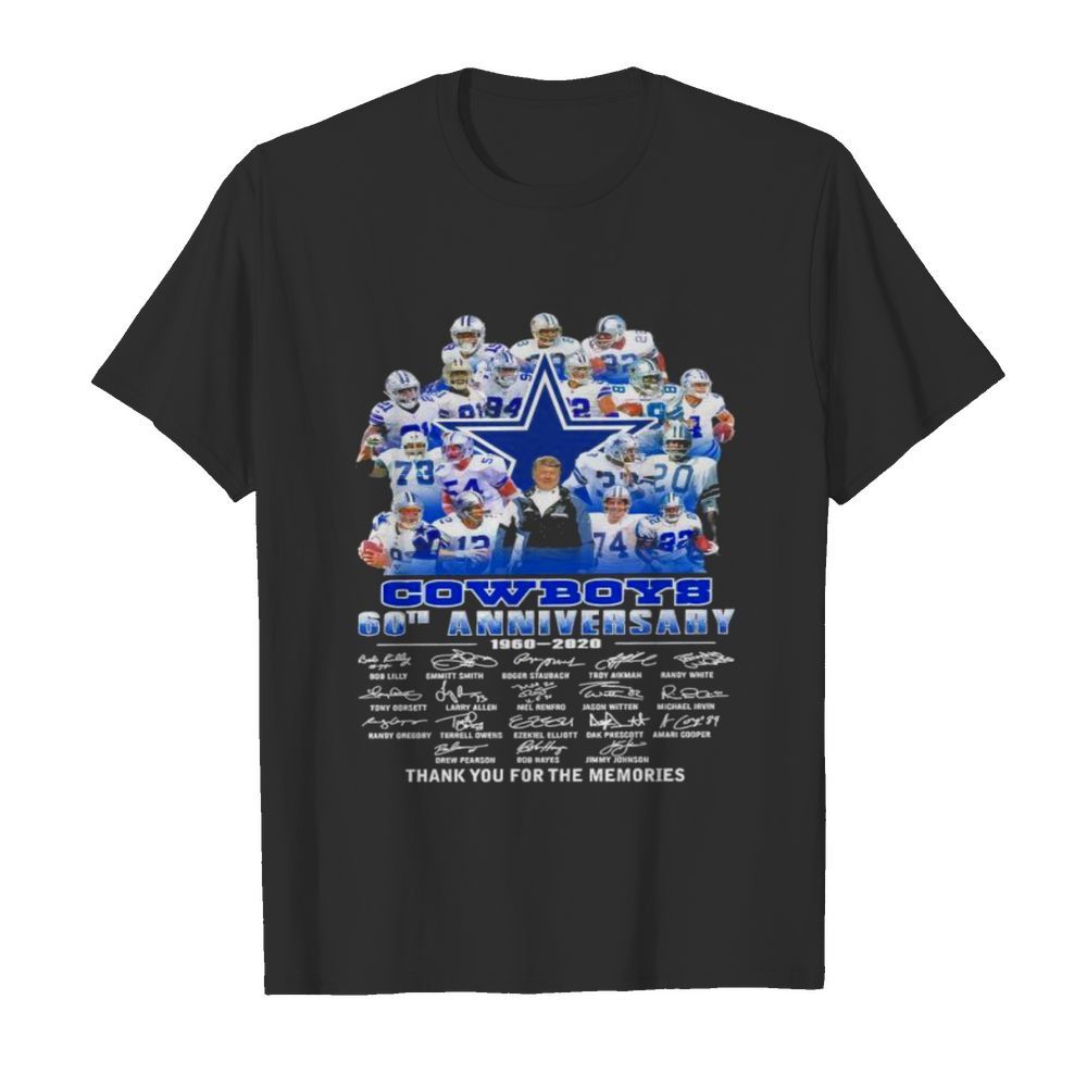 Dallas Cowboys 60th anniversary thank you for the memories signature tshirt