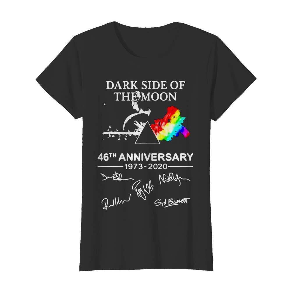 Dark Side Of The Moon 46th Anniversary 1973 -2020 Signuature Pink Floyd Lgbt  Classic Women's T-shirt