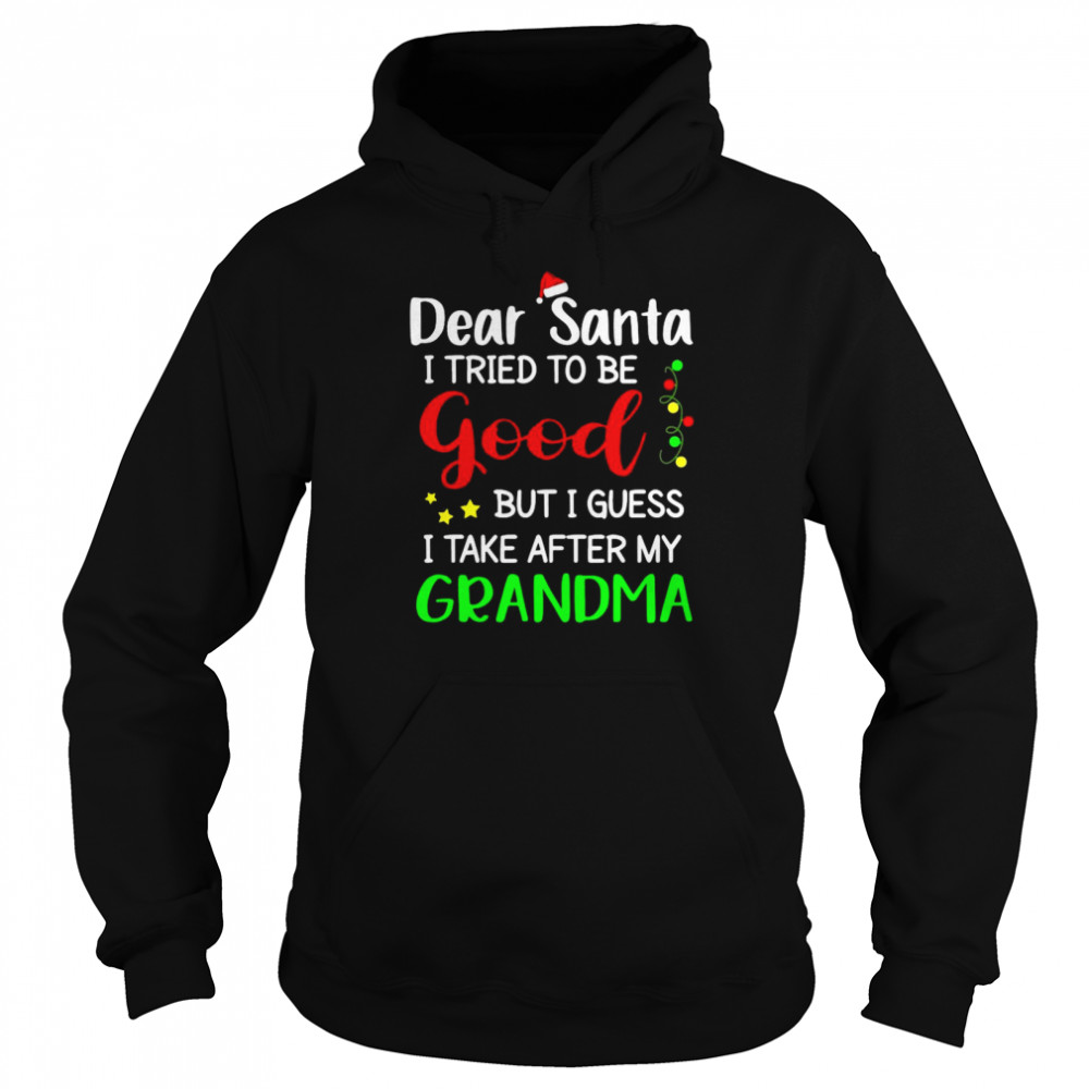 Dear Santa I tried to be good but I guess I take after my Grandma Christmas  Unisex Hoodie