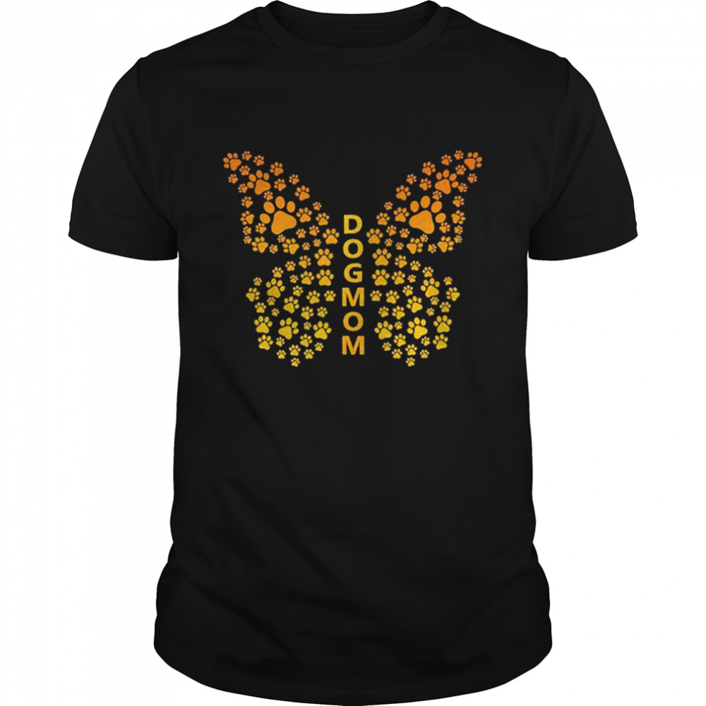 Dog mom butterfly paw print pet dog lovers shirt