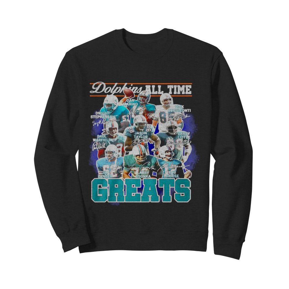 Dolphins All Time Greats Team Play Signatures  Unisex Sweatshirt