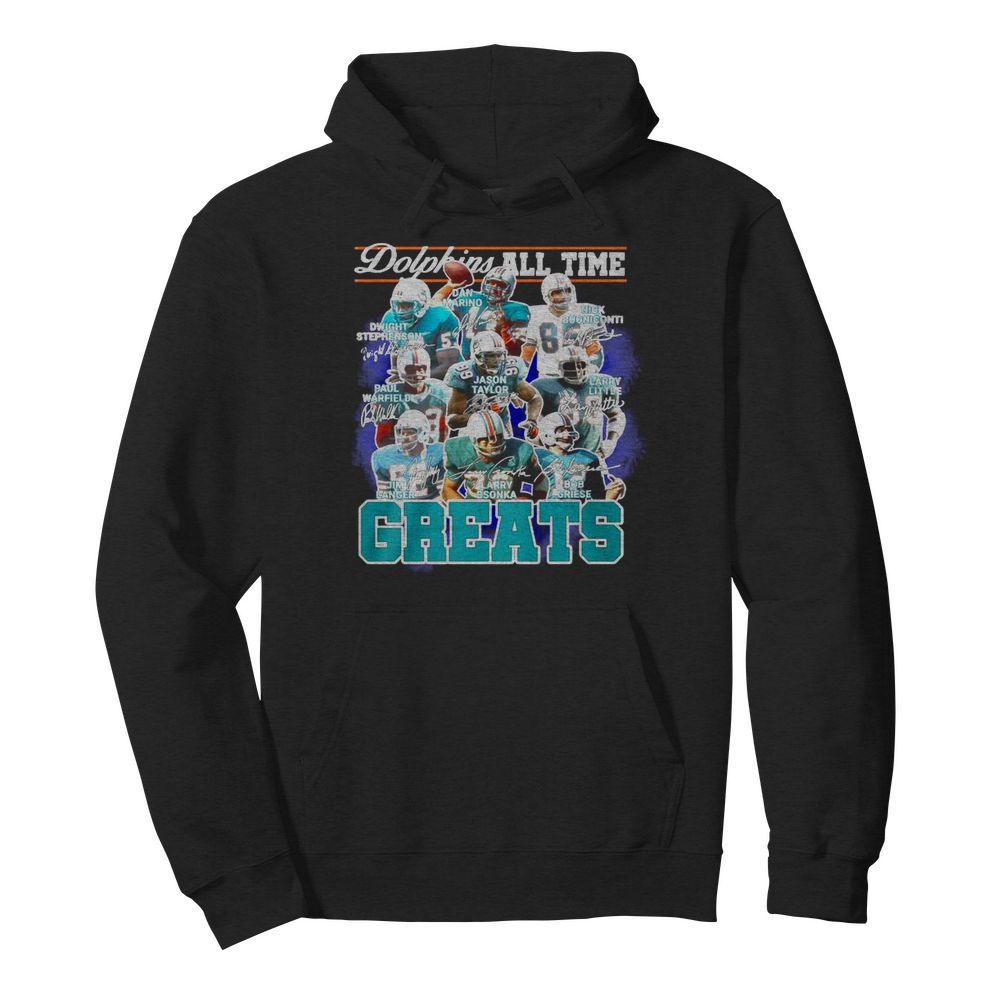 Dolphins All Time Greats Team Play Signatures  Unisex Hoodie