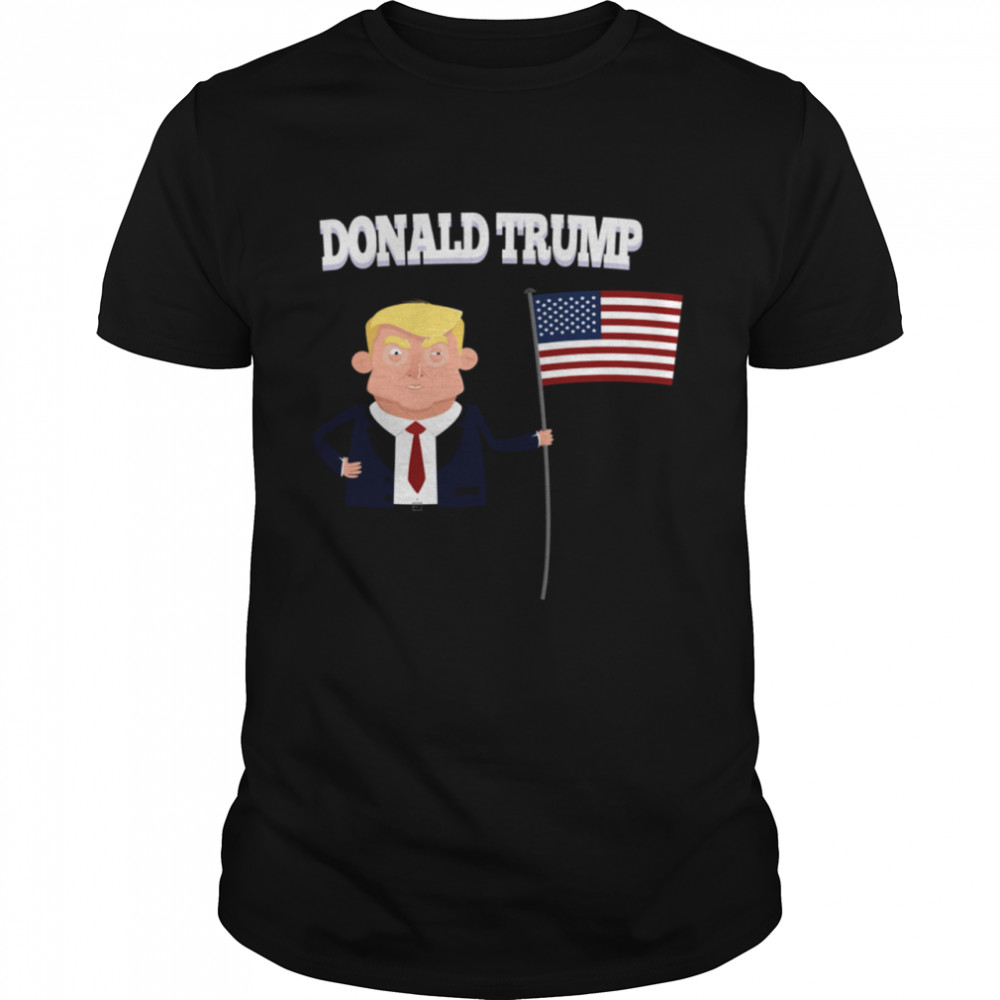 Donald Trump Character With American Flag shirt