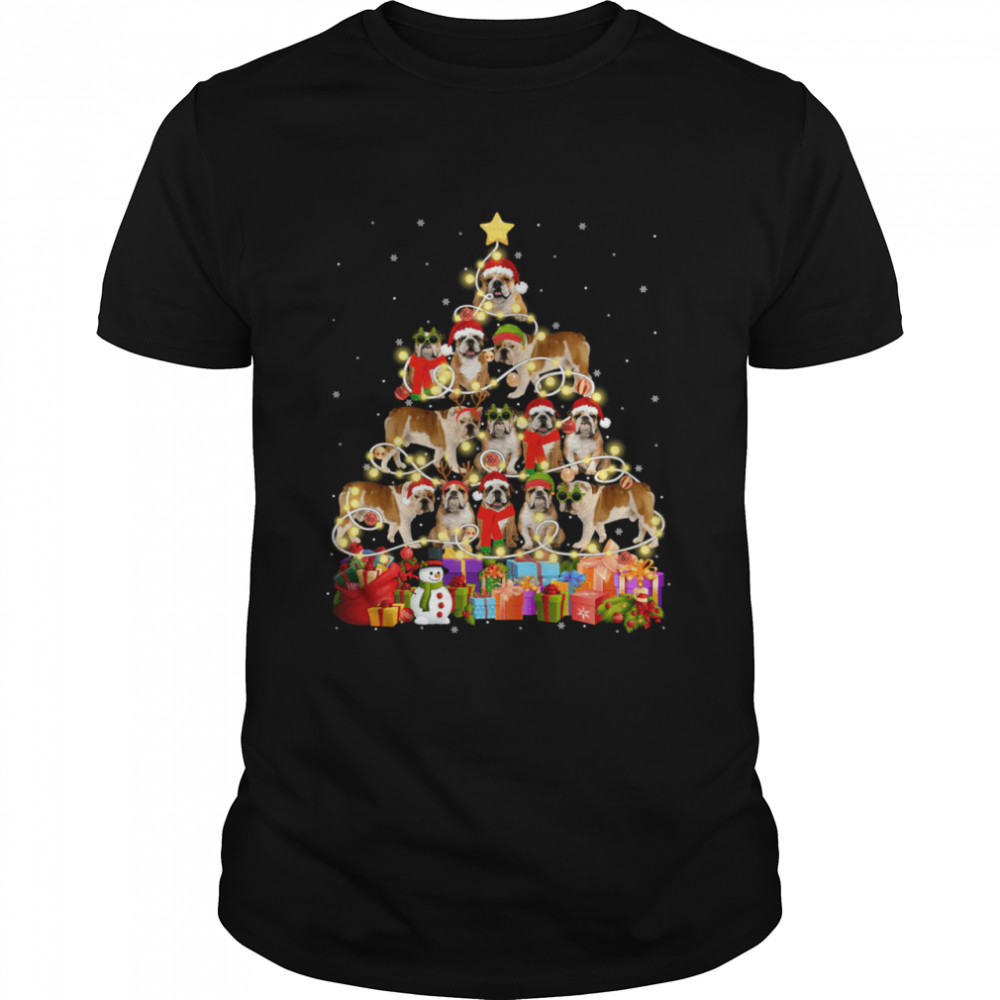 English Bulldog Christmas Tree Pet Dog  Classic Men's T-shirt