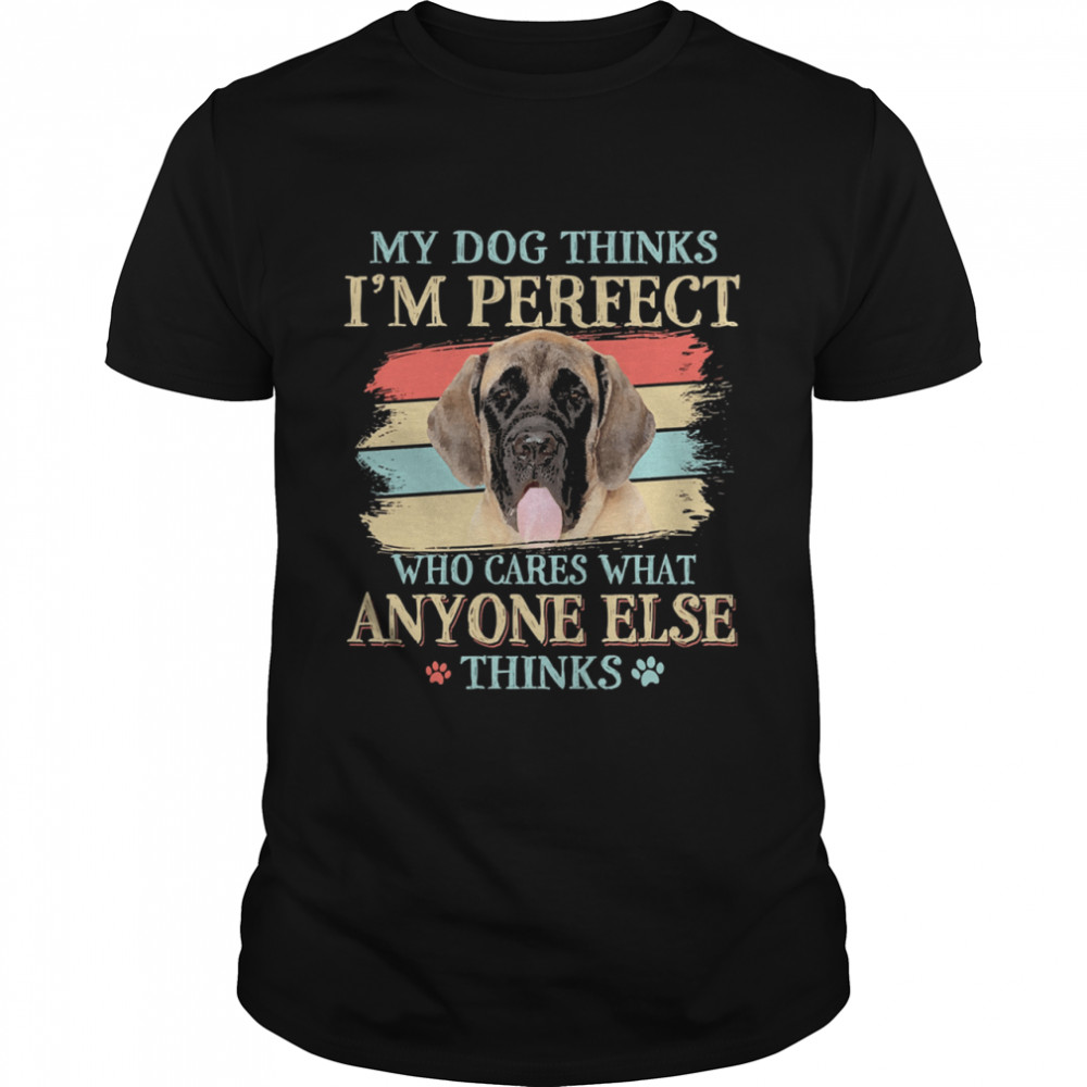 English Mastiff my dog thinks Im perfect who cares what anyone else thinks  Classic Men's T-shirt