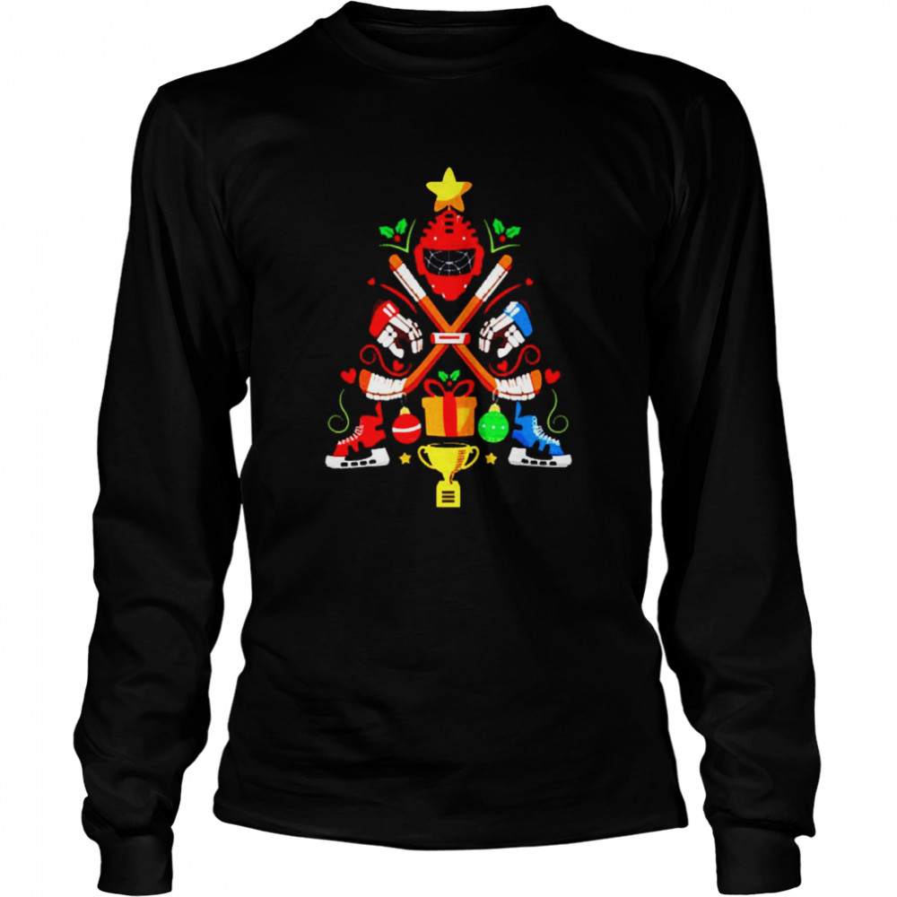 Equipped Hockey Christmas tree  Long Sleeved T-shirt