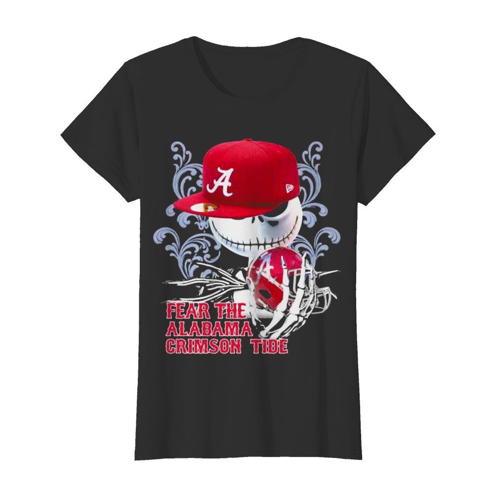 Fear The Alabama Crimson Tide Skull Wear Hat Logo Team  Classic Women's T-shirt