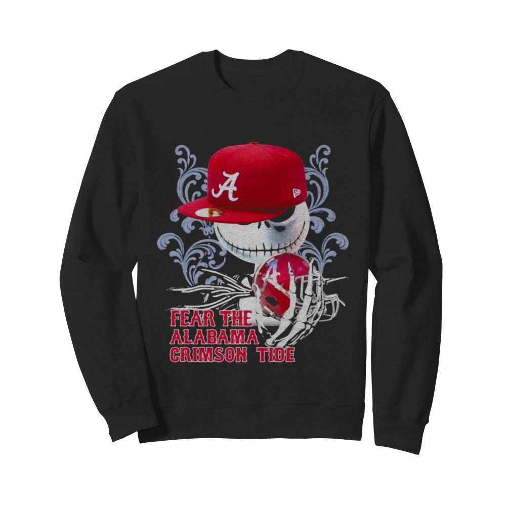 Fear The Alabama Crimson Tide Skull Wear Hat Logo Team  Unisex Sweatshirt