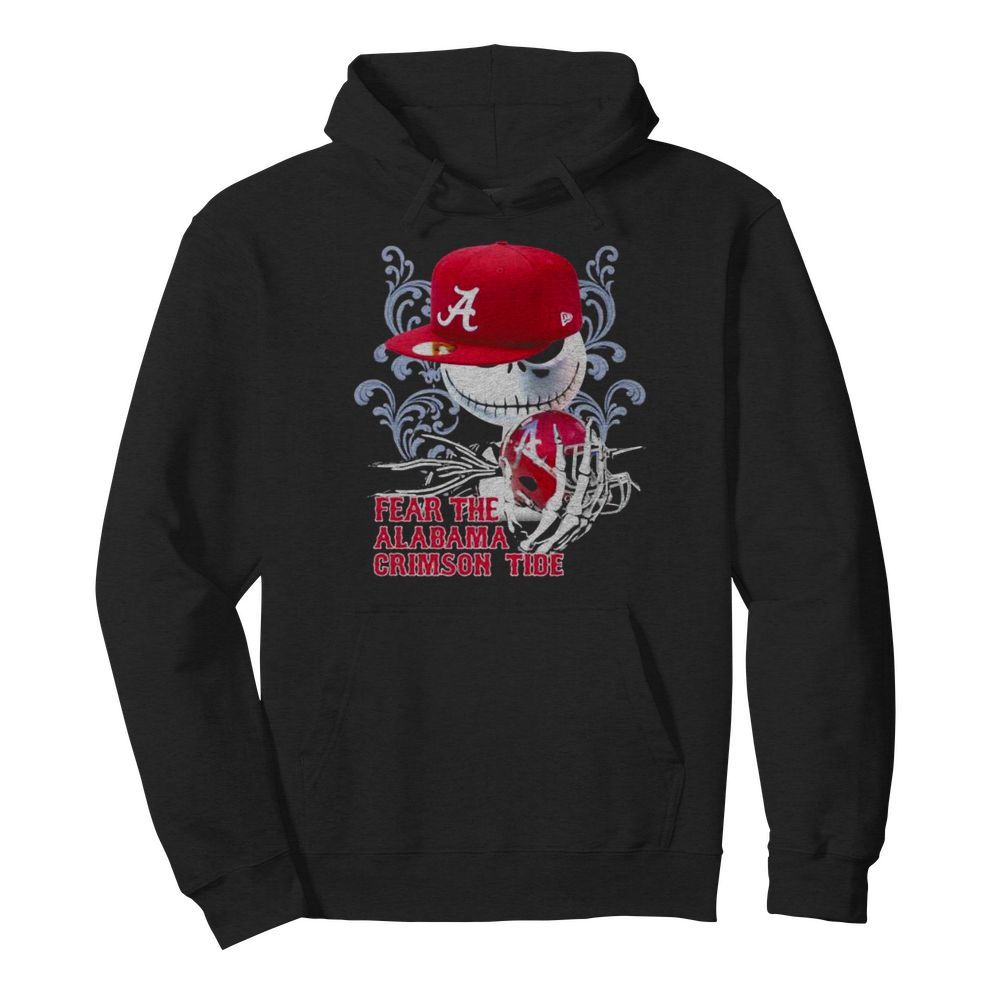 Fear The Alabama Crimson Tide Skull Wear Hat Logo Team  Unisex Hoodie