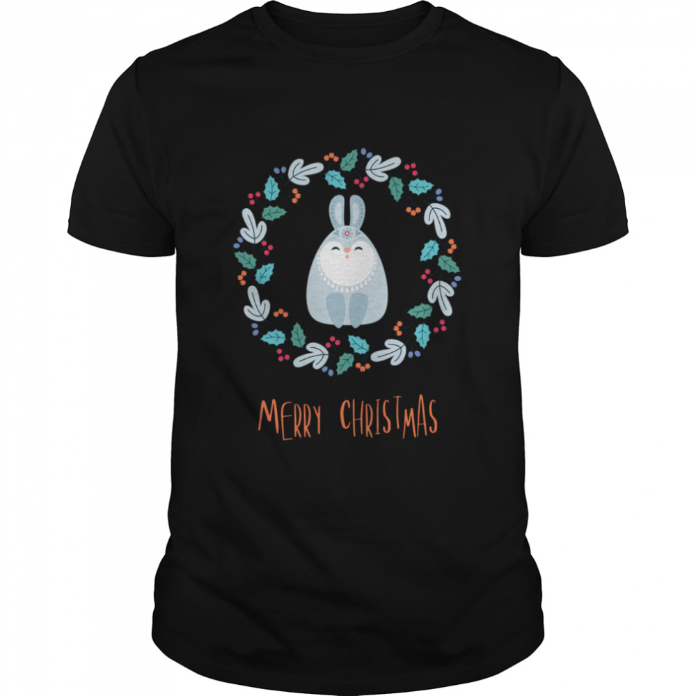 Floral Christmas Woodland Rabbit Xmas shirt